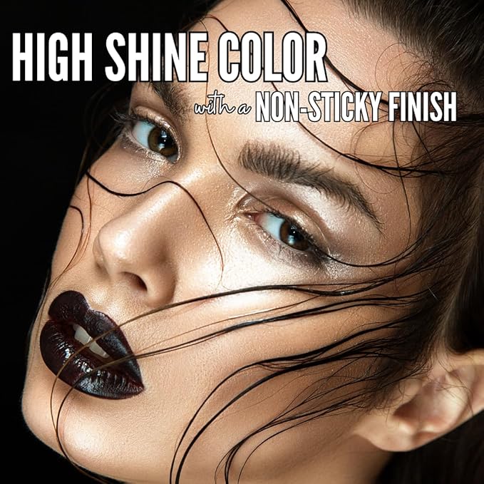 Mynena Black High Shine Stay Glossy Lip Gloss | Non-Sticky Lightweight Hydrating Formula | Vegan Cruelty-Free Paraben-Free | Lipstick Topper & Moisturizing Gloss | Blake
