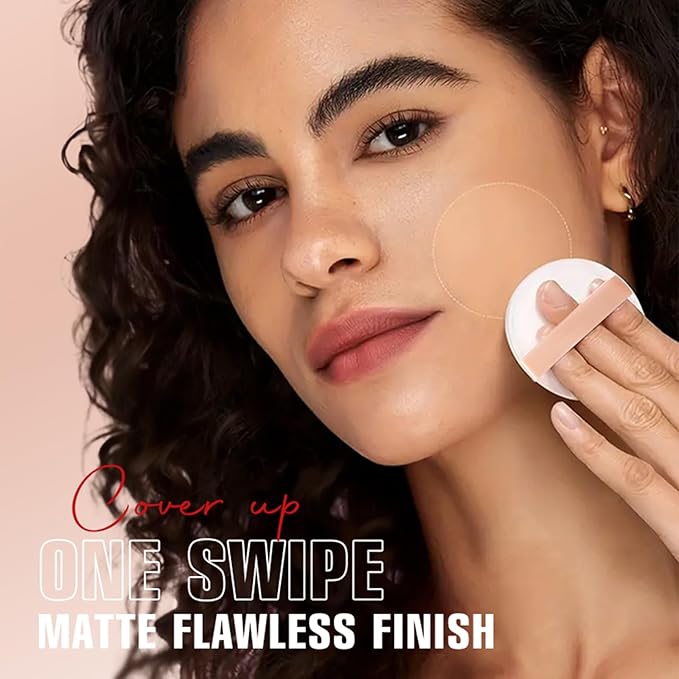 Oil Control Face Pressed Powder,Matte Flawless Long Lasting Setting Powder Makeup,Lightweight Waterproof Cruelty Free Compact Powders Foundation,0.35 oz(DARK COMPLEXION)