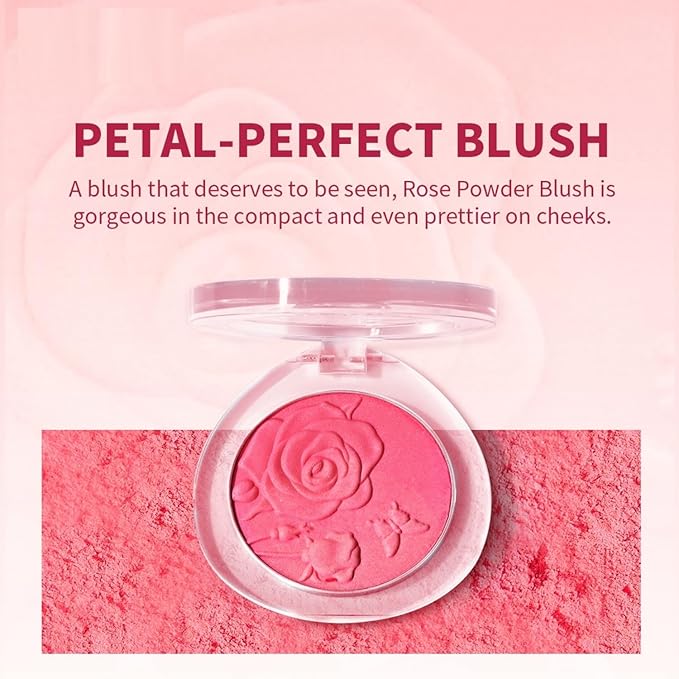 MAEPEOR Embossed Blush 8 Colors Lightweight Natural Look Matte Face Blush Long-Lasting Highly Pigmented Powder Blusher (Color 02)