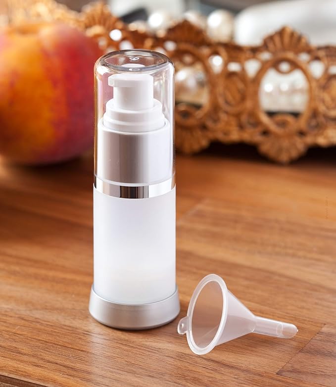 JUVITUS (6 PACK) 15 ml / 0.50 oz Frosted Airless Acrylic Foundation Bottle with Clear Cap + Funnel