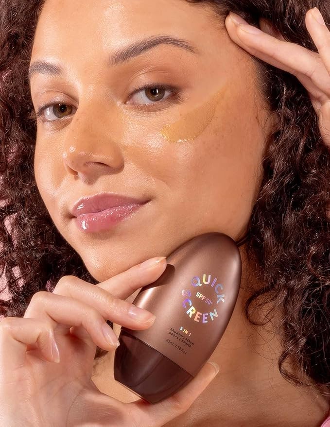 THE QUICK FLICK Bronzing Drops for Face with SPF 50+ Protection – 3-in-1 Liquid Bronzer, Hydrating Serum & Primer for Glowing, Sun-Kissed Skin – Lightweight, Vegan & Cruelty Free (1 Fl Oz.)