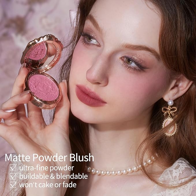 Flower Knows Strawberry Rococo Embossed Blush 05 Strawberry Rococo Hand Mirror Soft Pink