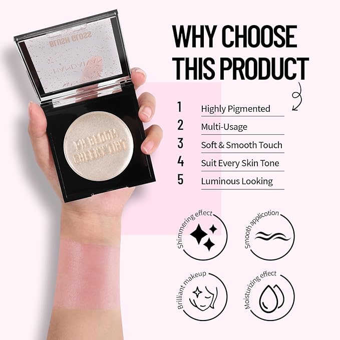 Color Changing Blush Jelly Cream PH Temperature Change Magic Gloss Blusher for Cheek Eye and Lip Longlasting Blendable Moisturizing Shimmer Dewy Glow Finish Blush Tinted Palette Makeup