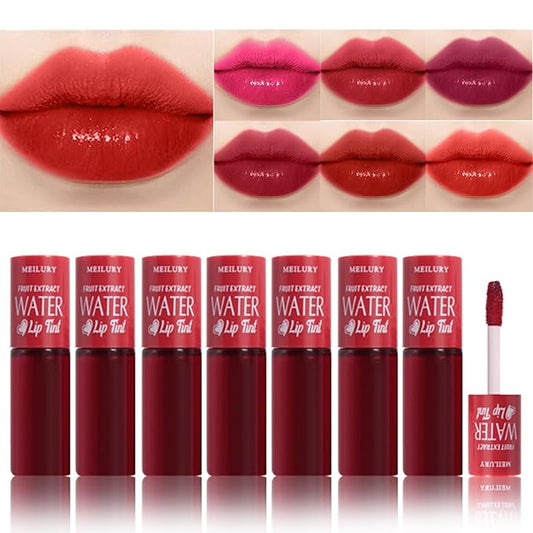 7 Colors Lip Tint Stain Set,Mini Moisturizing Liquid Lipstick,Multi-functional Lip and Cheek Stain,Plumping and Hydrating Lip Gloss,Long-lasting Non-sticky,Waterproof Korean Water Lip Tint.