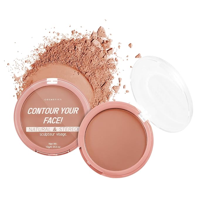 Boobeen 2 Packs Matte Finishing Pressed Powder Contour Palette, Waterproof and Oil-Control Face Contour Bronzer Powder, Non-Caking Natural and Long-Lasting Baked Setting Bronzer Makeup, 5 Colours