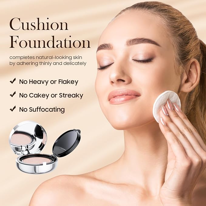 Air Cushion CC Cream Foundation, BB Cream Face Makeup Foundation for Natural Skin Radiant & Moisturizing Skin with Buildable Coverage (Natural)