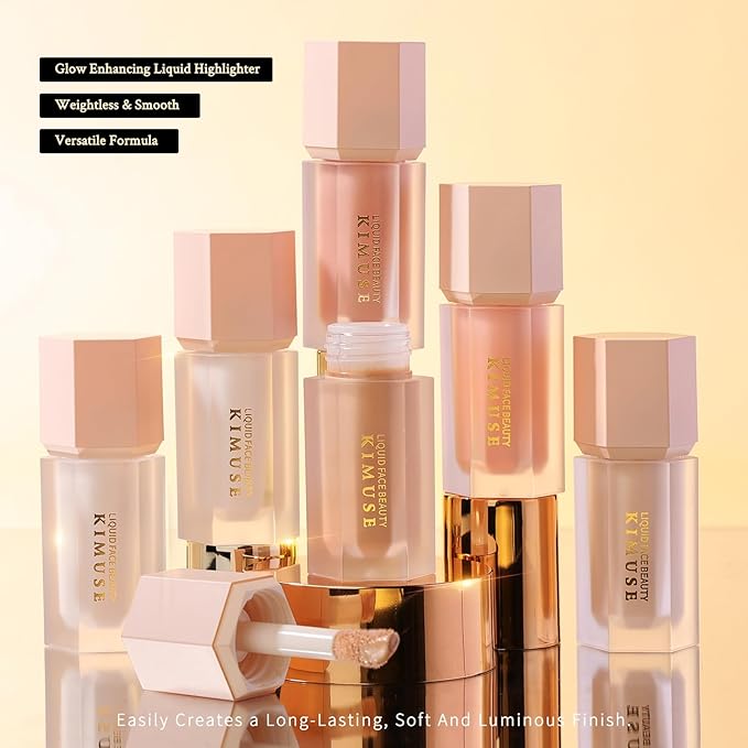 KIMUSE Soft Natural Glow Liquid Filter, Weightless, Long-Wearing, Smudge Proof, Natural-Looking, Dewy Finish, Glow Liquid Illuminator Makeup