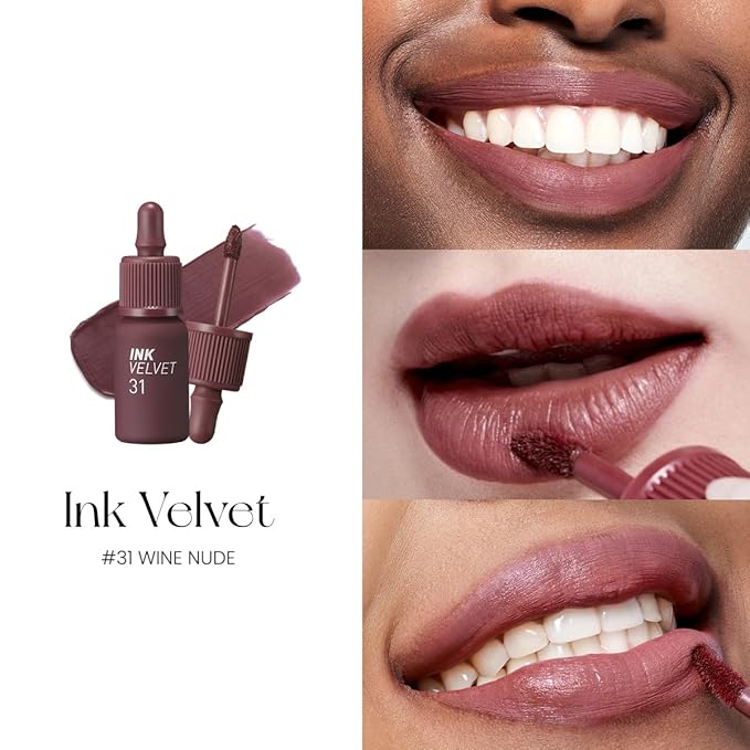 Peripera Ink the Velvet Lip Tint - High Pigment Color, Longwear, Weightless, Not Animal Tested, Gluten-Free, Paraben-Free (031 WINE NUDE (NEW))