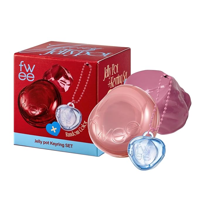 Glowy Jelly Pot + Keychain SET | Dewy Jelly Lip & Blush Color, Tinted Glow Jelly Balm, Dewy Buildable Finish – Milky (Creamy Pink) | 0.14 oz