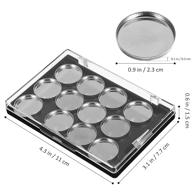 FRCOLOR Magnetic Eyeshadow Palette Case 12 Round Pans and Brush Space-Saving Makeup Storage Palette for Travel and Home Use