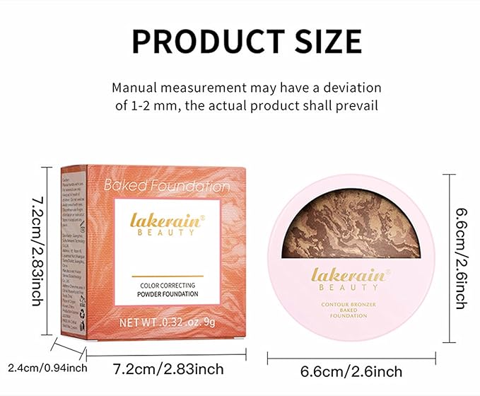 Go Ho Baked Bronzer Powder Makeup,Blush Glow Balance,Color Corrector,Baked Contour Face Brighten,Buildable Bronze Glow,Natural Finish,04 Medium