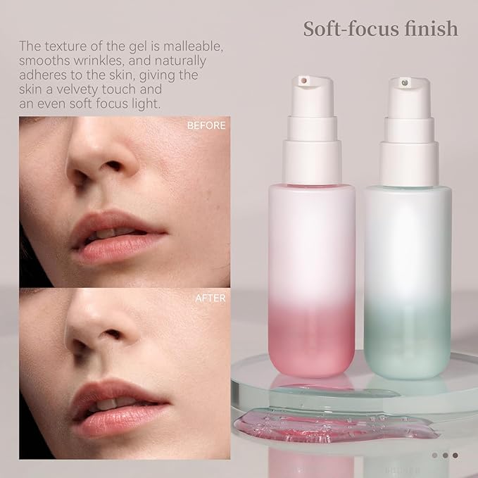 Hydrating Face Primer, Moisturizes Smooth Skin, Long-lasting Moisturizing Foundation Face Primer, Makeup Base Primer, Pores Fine Lines Minimizer with Glycerin, Green
