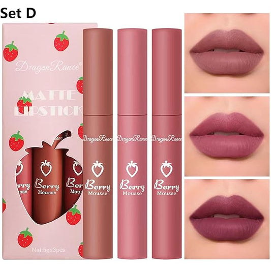4 Colors Matte Lip Stain Liquid Lipstick For Women Teens Makeup Set Long Lasting Waterproof lip liner stain Fade Resistant Highly Pigmented Lightweight Portable Vegan Lip Stick matte Set D
