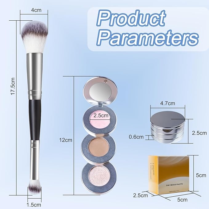 Blush Contour and Highlighter Palette, 3 in 1 Face Contouring, Pink Blusher for Cheeks and Natural Glitter Highlighter Powder Makeup Palet with Brush and small Mirror, Compact Stackable