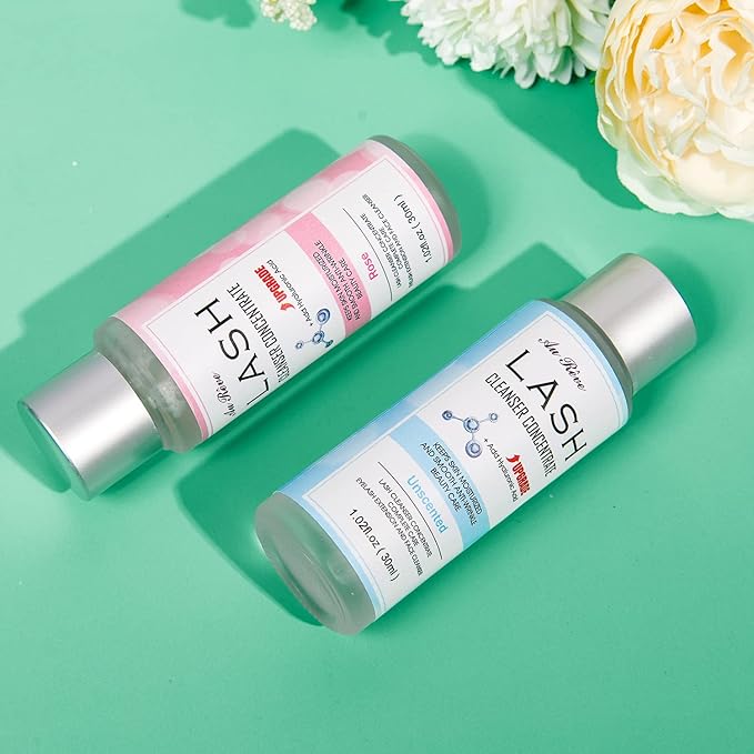 Lash Shampoo Concentrate 30ml Lash Cleanser Concentrate Add Hyaluronic Acid Perfect for Salon-Get, Can make 180ml eyelash cleaning shampoo,Rose