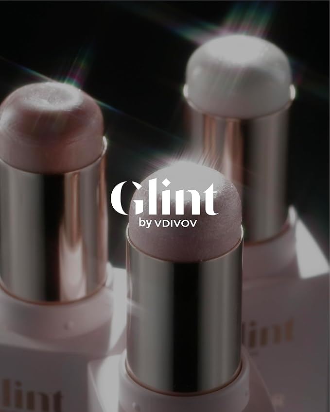 Glint Stick Highlighter Special Set (Dewy Moon(Set), 0.24oz + Egg-Shaped Makeup Sponge) - Multi-Use Illuminator Stick. Korean Makeup by LG Beauty. Creamy & Blendable Color.