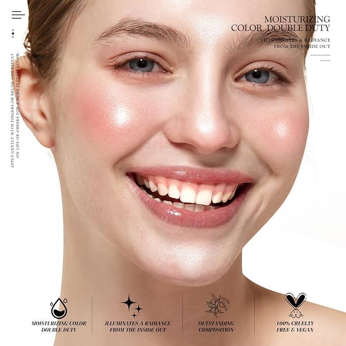 Cream Blush for Cheeks, Face Makeup, Hydrating, Lightweight, Blendable Color Vegan & Cica Tiger Grass Color Correcting Treatment Reduces Redness, Long-Wearing Coverage