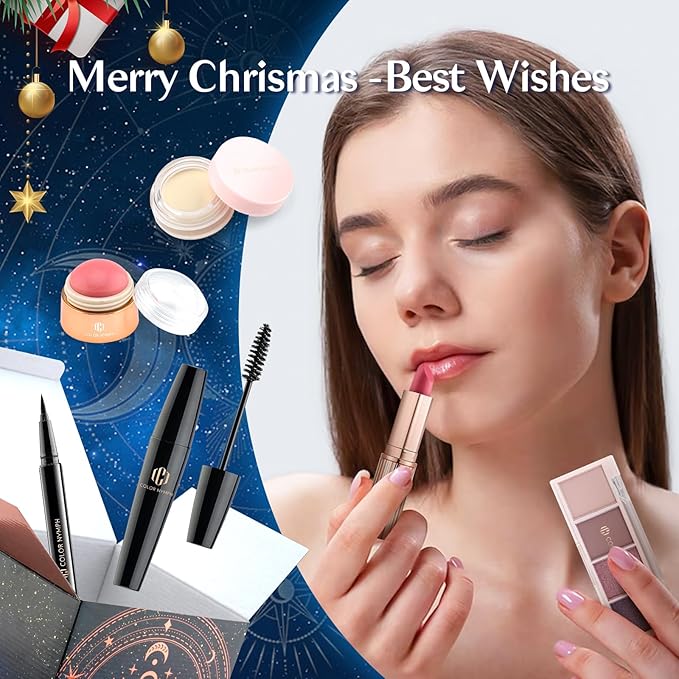 Color Nymph Makeup Kit Mystery Boxes, 12PCS Makeup Sets For Christmas Tree Decors, Xmas Gift Makeup Set For Teens Girls Cosmetic Sets Blind Box Includ Eyeshadows Lipstick Mascara Tools etc - Blue