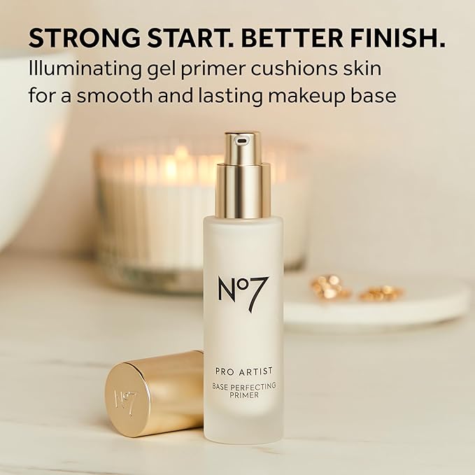 No7 Pro Artist Base Perfecting Makeup Primer - Illuminating Face Primer for Long-Lasting Makeup Wear - Silky, Illuminating Finish for a Healthy-Looking Glow (1 Fl Oz)