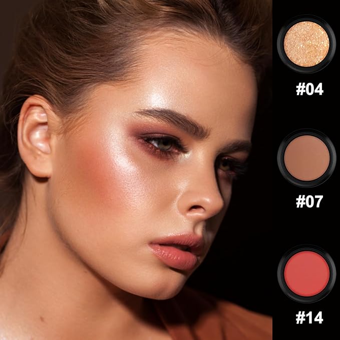PHOERA Foundation,PHOERA CC+ Cream Color Correcting Anti Aging Hydrating Serum &SPF 25+,3 Pcs Cream Contour Stick Makeup Kit, Shades with Highlighter Stick, Blush Stick and Bronzer Contour Stick