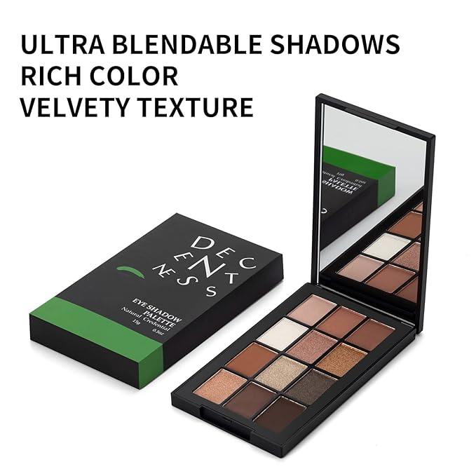 Eyeshadow Palette Makeup Kit, Highly Pigmented Waterproof Matte Shimmer with Long-Lasting Eye shadow, 12 Colors Natural Nude Makeup Palettes Travel Friendly Size