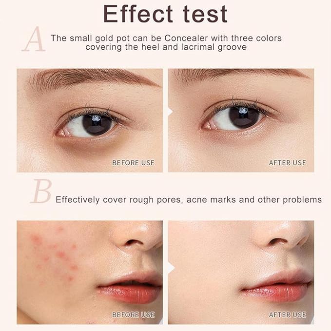Tri-Color Concealer Make Up Foundation for Dark Skin - Full Coverage Cover Spots Acne Marks Highlight Contours - Waterproof Long Lasting Palette