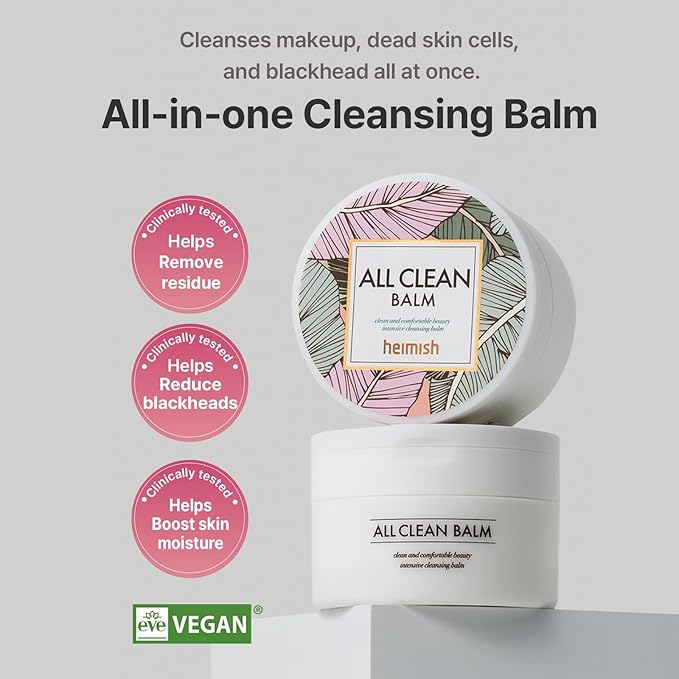 HEIMISH All Clean Balm - Cleansing Balm, Waterproof Makeup Remover, Face Cleanser, Oil Based Cleanser, Korean Skincare with Natural Aroma Oil, Vegan, For All Skin Types, 4.0fl.oz/120ml