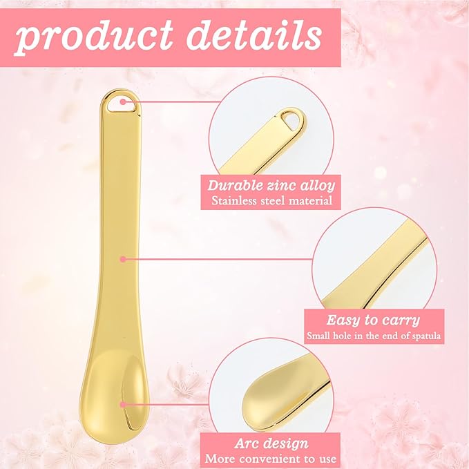 8pcs Makeup Spatulas, Zinc Alloy Make Up Spatulas Mini with a Small Hole, Smooth and Reusable Skincare Spatula,Facial Smear Tool for Mask, Eye Cream, Lotion, Moisturizer,4 Color