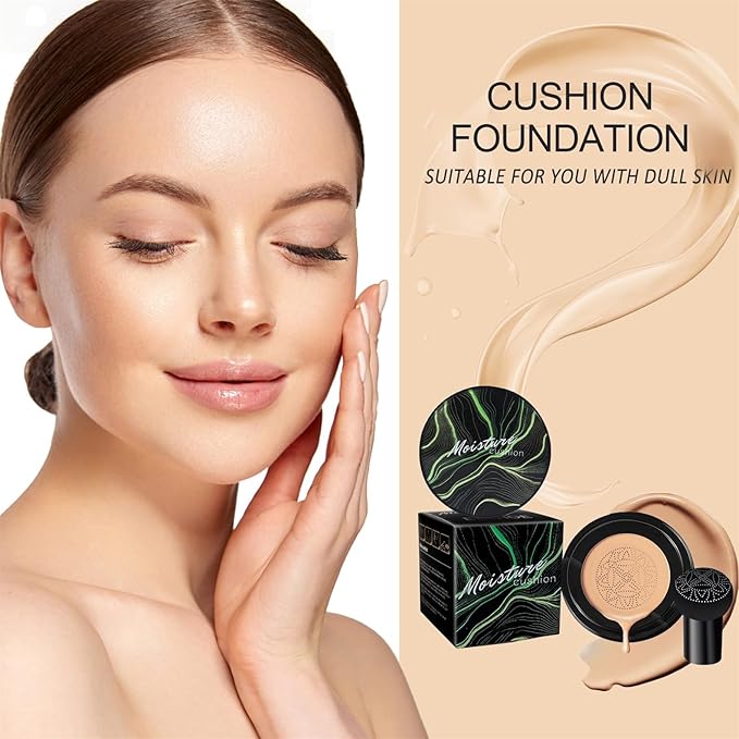 Mushroom Head Air Cushion CC Cream - BB Cream Face Makeup Foundation for Mature Skin Moisturizing Concealer Brighten Long-Lasting, Even Skin Tone for All Skin Types (2PCS Ivory)