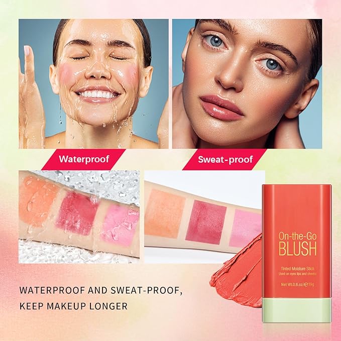 Makeup Blush, Belt Double Ended Makeup Brush, Multi-Use Red Blush Moonlight Face for All Skin