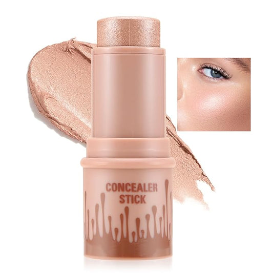 Cream Highlighter Stick, Shimmer Brightener Makeup Stick, Blendable and Waterproof Bronzer Glitter Powder, Illuminator Contour for Women