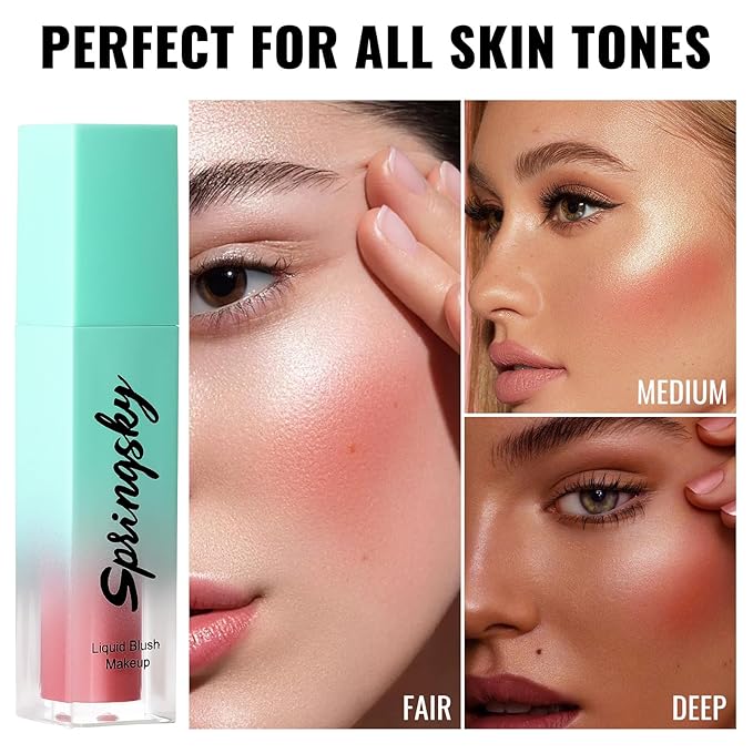 3Pcs Liquid Blush for Cheeks, Soft Moisturizing Matte Finish, Blendable, Long-Wearing Smudge-Proof Natural