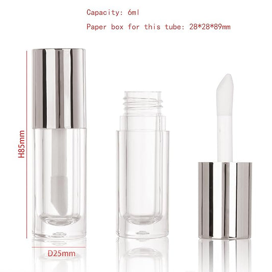 COSIDEA 14pcs Empty 6ml Big Brush Chunky Lip Gloss Tubes for DIY Lip Gloss, Silver Lipgloss Containers