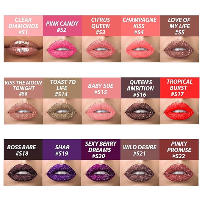 Shimmer Lip Gloss - Non-Sticky Girls Gloss - Long Lasting High Shine - 0.7 FL Oz Gloss for Girls & Women - Cruelty Free - (Clear Diamonds: S1)