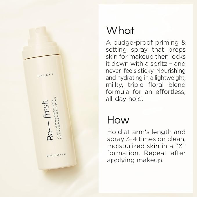 HALEYS Priming & Setting Spray, Makeup Longwear, Nourishing, Soothes, Calms Skin, Lightweight, Balance Oil, Refreshes, For All Skin Types & Tones, Vegan & Cruelty Free, Fragrance-Free, Alcohol-Free