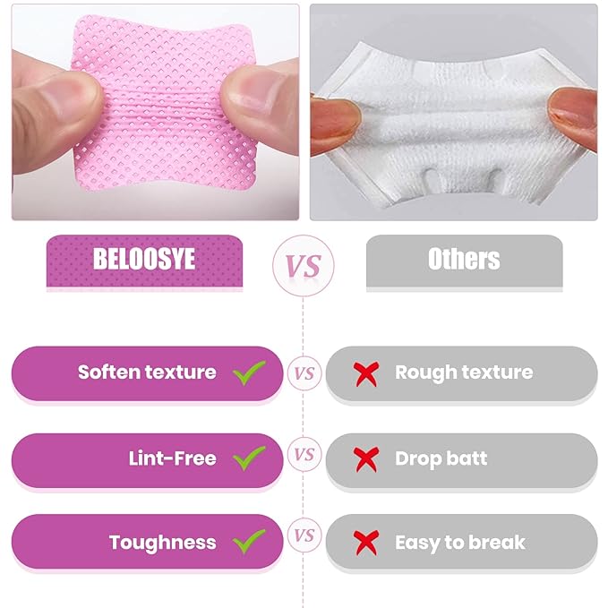 1000 PCS Lint Free Nail Wipes, Eyelash Extension Glue Wipes, Super Absorbent Soft Non-woven Fabric Nail Polish Remover Wipes, Cleaning Pad Cloth for Lash Extension Supplies & Nail Polish Bottle(Pink)