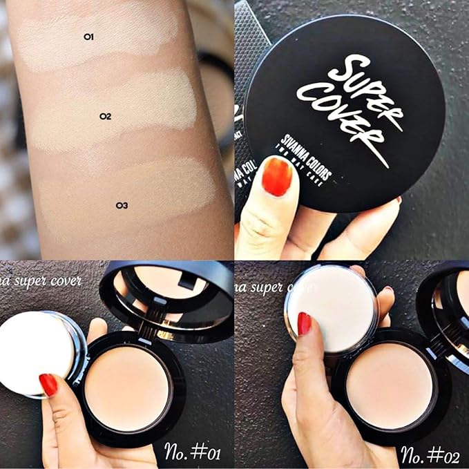 Sivanna Super Cover Two Way Compact Face Press Powder, Blurs Imperfections Soft Smooth Finish, Waterproof, Cover Dark Spots & Wrinkles, Oil-Control Perfectly, Long-lasting 0.42 oz, No.1 Natural White (NO.2 NATURAL WARM)