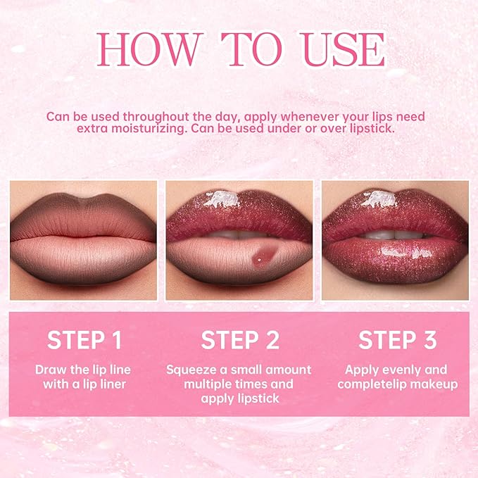 Glitter Lip Gloss with Brown Lip Liner Set Lip Combo, Moisturizing High Shine Shimmer Lip Glow Oil Fresh Lightweight Glossy Plumping Lip Tint for Women Long Wear Liquid Lipstick Makeup#8