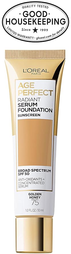 L'Oreal Paris Age Perfect Radiant Serum Foundation with SPF 50, Golden Honey, 1 Ounce