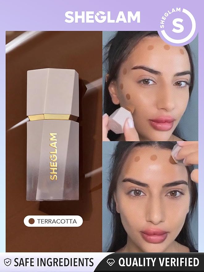 SHEGLAM Sun Sculpt Cool Toned Liquid Contour Stick Long Lasting Cream Bronzer Makeup - Terracotta