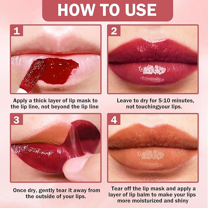 AWCCXMYM 5Pcs Lip Stain Peel Off Lip Tint Stain Matte High Pigment Longlasting Lightweight Peelable Lip Liner Stain for Natural Gloss All Day