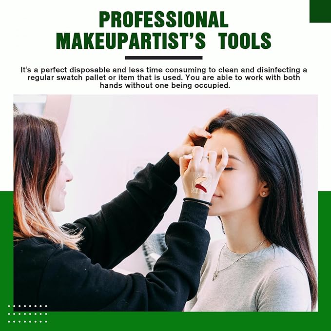 Jeffdad 100 Pcs Makeup Hand Palette Single Use Makeup Mixing Palette Tape Artist Must Cosmetic Transparent Waterproof Tape for Women Supplies(5 * 5cm)