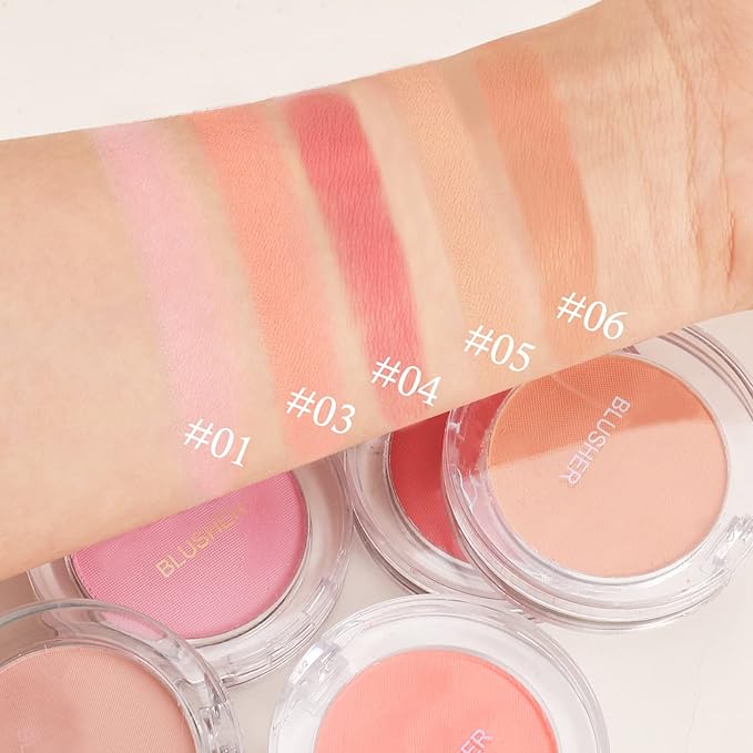 Boobeen Single Color Blush Face Blush Palette Matte Baked Makeup Blush Powder High Pigment Pressed Blush, Long-lasting Colorful, Blends Easily, Lightweight