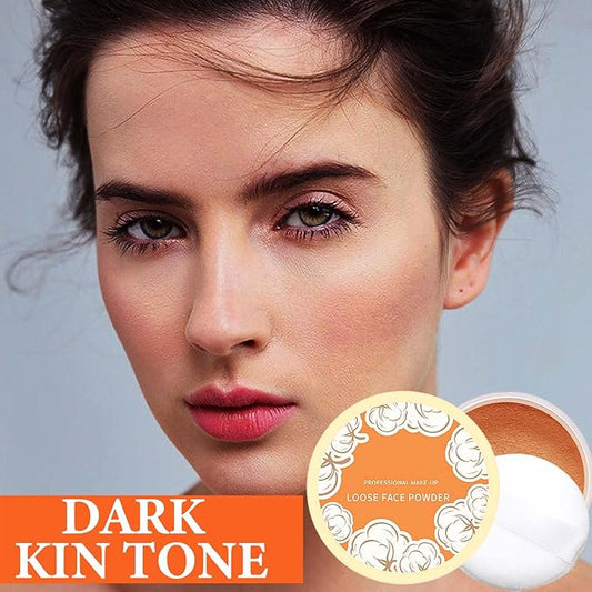 Oil Control Loose Face Powder,Translucent Setting Powder With a Powder Puff Long Lasting Makeup Covering Blemishes Brightens Skin Tone,Natural Matte Loose Powder for Women(3)