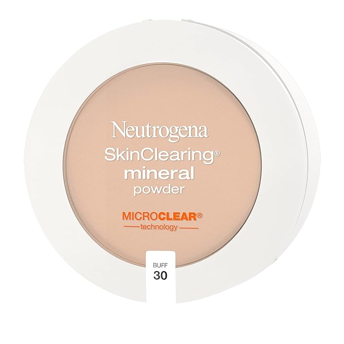 Neutrogena SkinClearing Mineral Acne-Concealing Pressed Powder Compact, Shine-Free & Oil-Absorbing Makeup with Salicylic Acid to Cover, Treat & Prevent Acne Breakouts, Buff 30, .38 oz (Pack of 2)