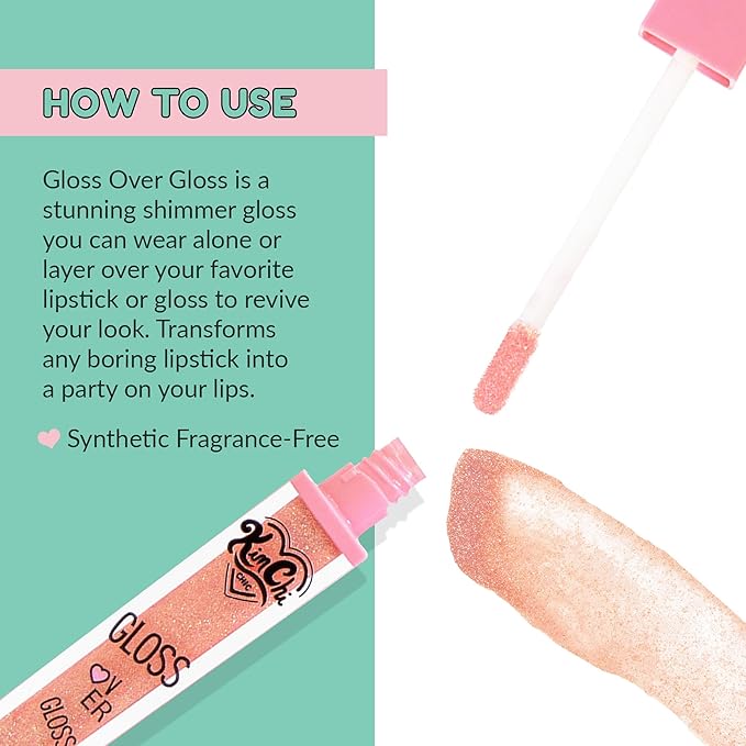 Kimchi Chic Gloss Over Gloss, Shimmery Micro-Sparkle Lip Gloss To Wear Alone Or Over Lipstick, Fragrance-Free Luscious Lip Balm, Red With Orange Undertone, 01 Ripe Mango, 0.35ml
