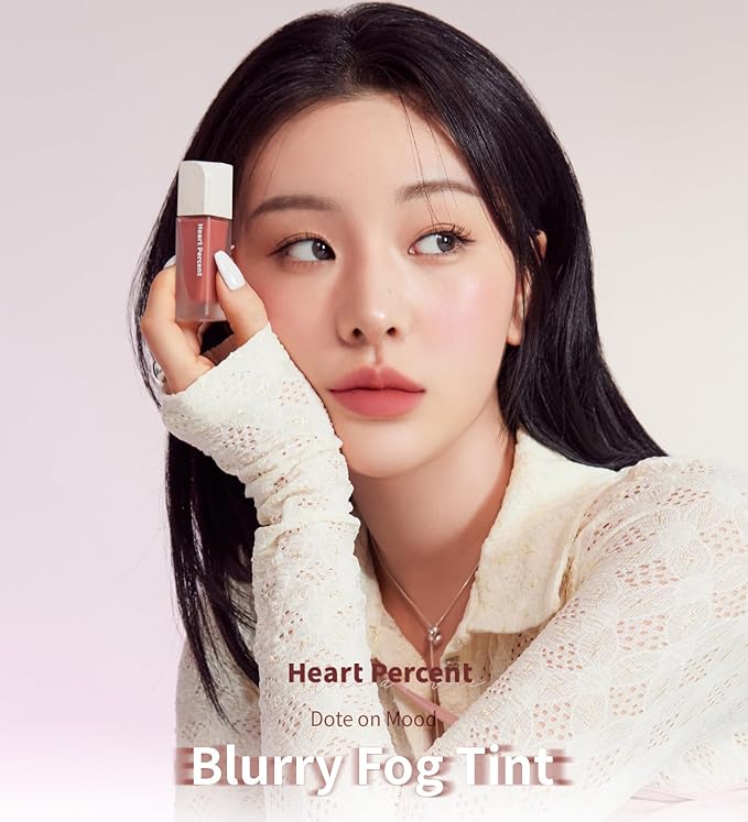 Heart Percent Dote On Mood Blurry Fog Tint, Velvety Matte Soft & Fuzzy Creamy Lightweight Vegan Lip Stains with Personal Color Analysis, #03. Peony Pink