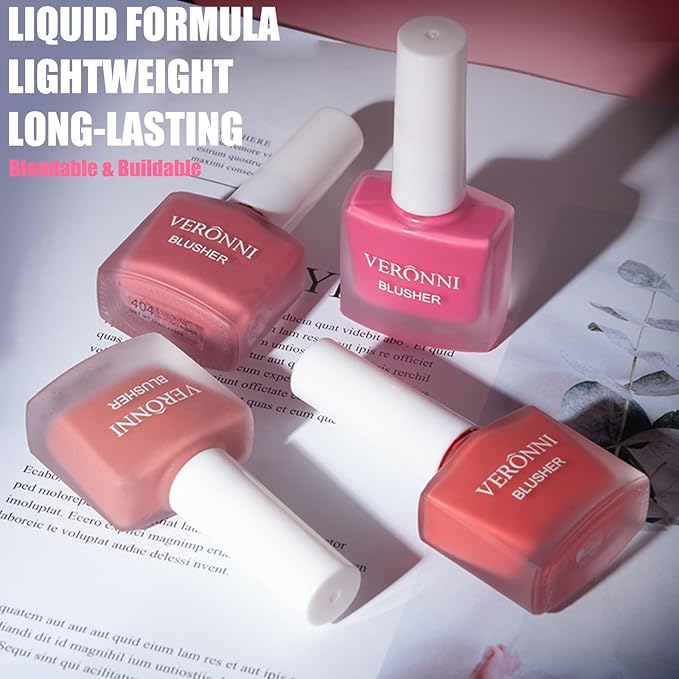 VERONNI Liquid Blush -Fruit Juice Liquid Blusher,Vegan Face Blush Waterproof Long Lasting Blushes,Cruelty-Free with Shimmery Finish (#401)