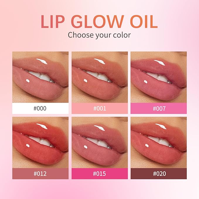Hydrating Lip Glow Oil, Plumping Lip Gloss, Moisturizing Lip Gloss Lip Balm, Transparent Lip Oil, Non-Sticky Long Lasting Lip Gloss, Tinted Lip Balm for Lip Care,0.28 OZ (#015-Cherry, 0.28 OZ)