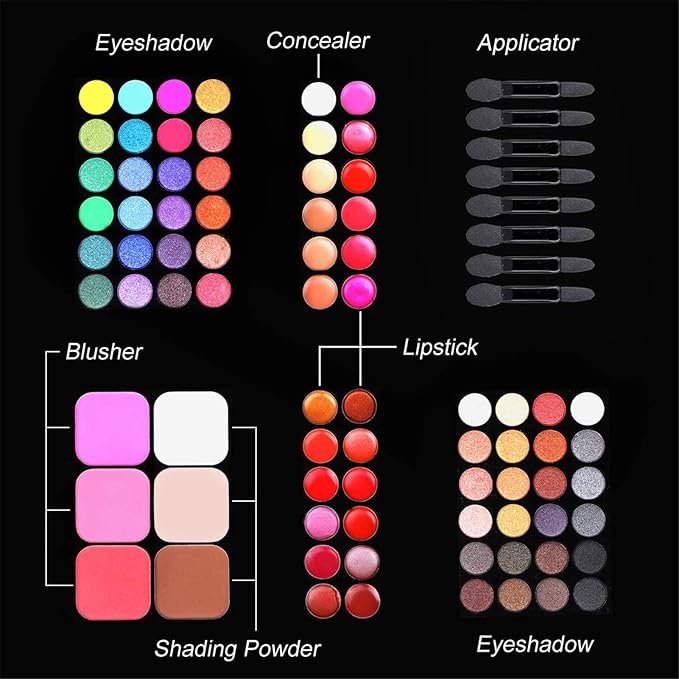 All in One Makeup Valentine's Day Gifts Kit for Women, Professional 78 Colors Combination Palette Makeup Set Include 48 Eyeshadow,18 Lip Gloss,3 Blusher,6 Concealer,3 Contour Powder,8 Brushes,1 Mirror